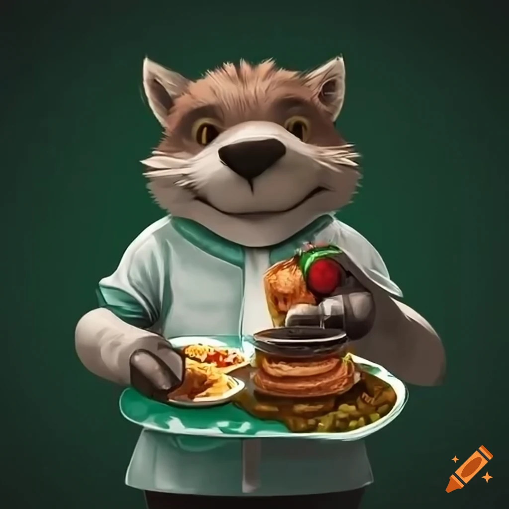 animals serving food to people
