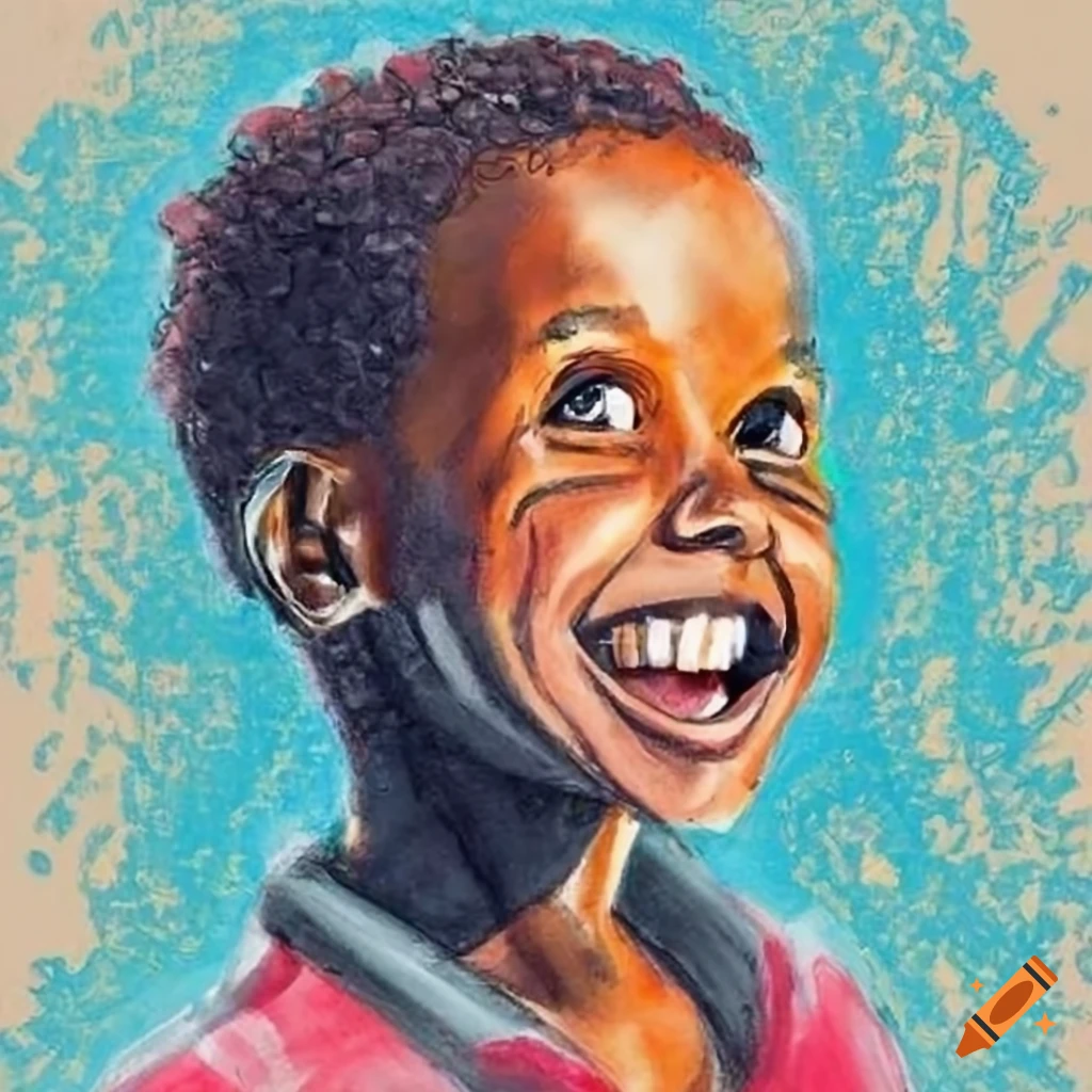 Sketch of a happy kenyan student boy with dreams of becoming a ...