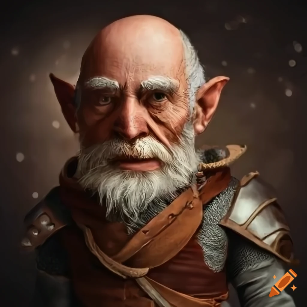 Portrait of a gnome sorcerer in alchemical leather armor on Craiyon
