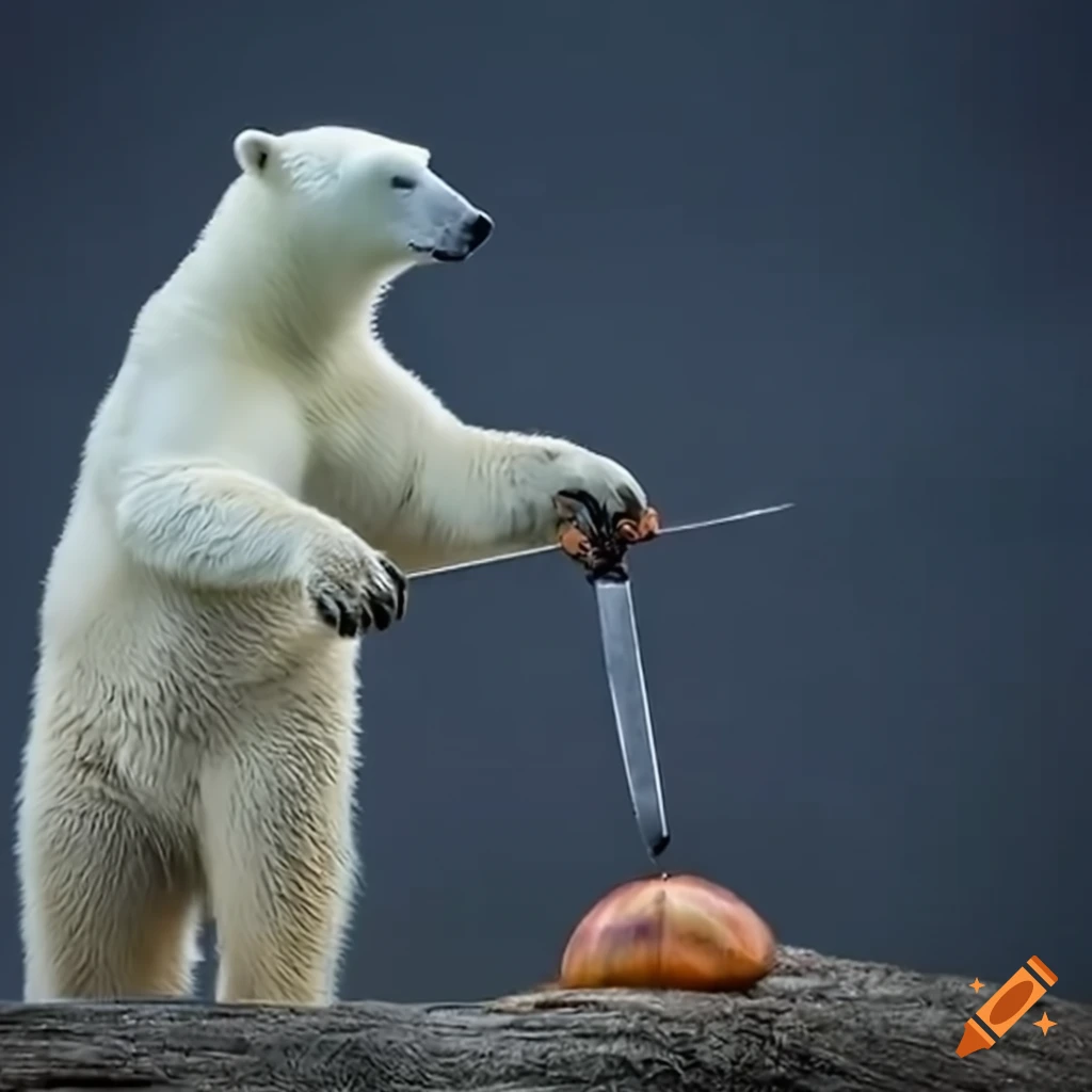 a polar bear with a magic katana