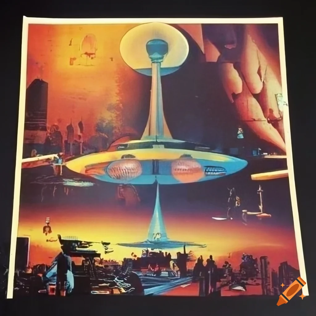 Poster of a 1970s science fiction utopian movie on Craiyon