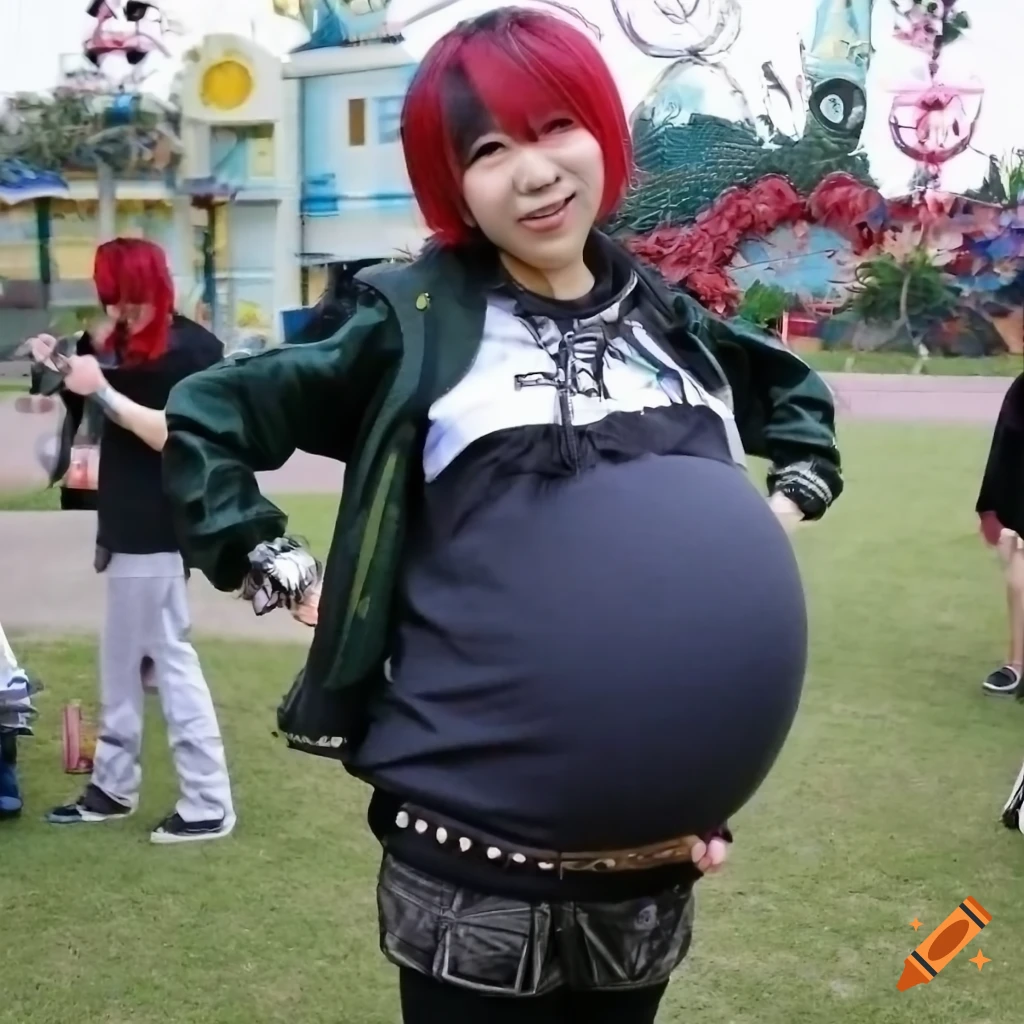 Pregnant raven cosplay in shiny spandex on Craiyon