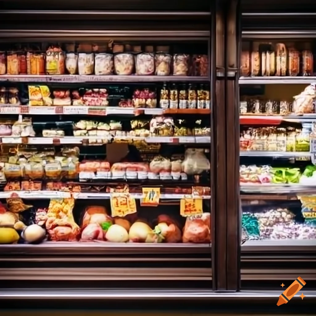 Grocery shop display on Craiyon