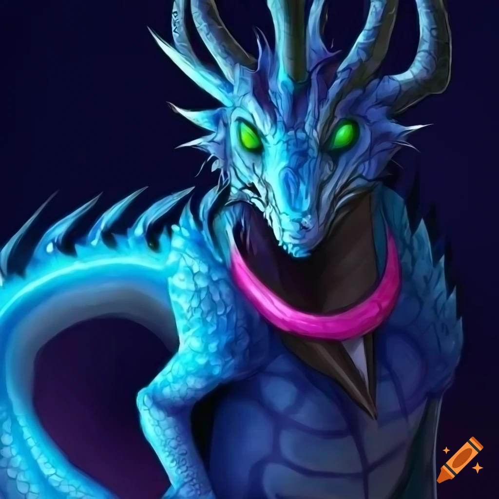 Illustration Of A Blue Dragon With Green Eyes On Craiyon 