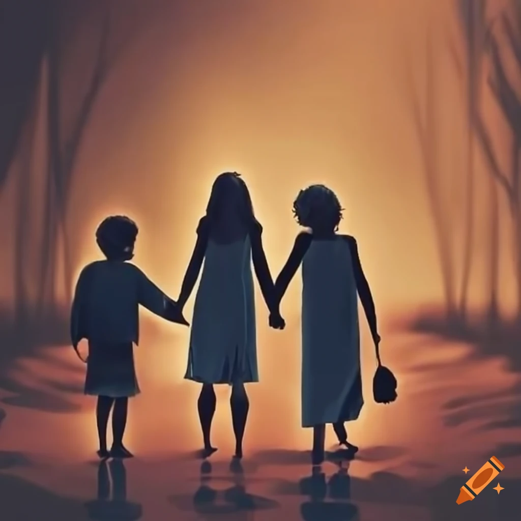 conceptual image of a disappearing family