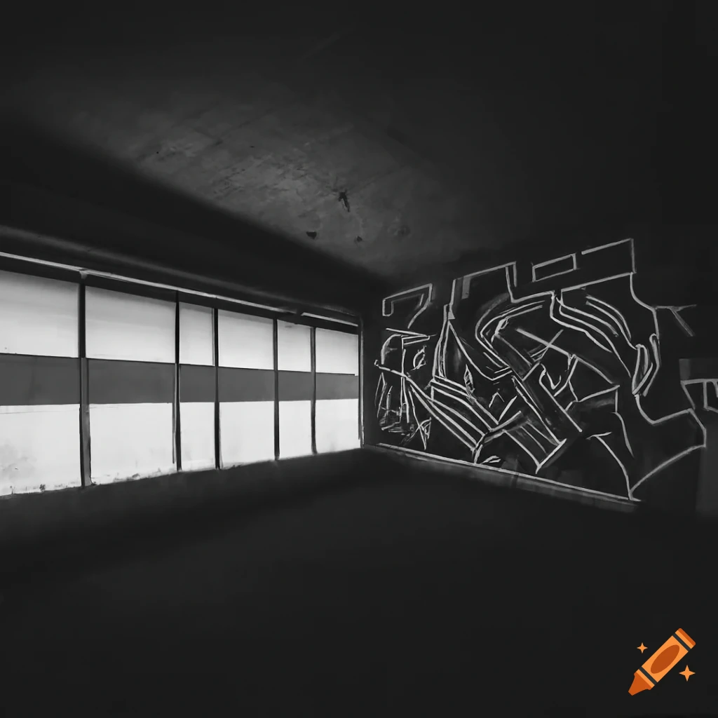 Minimalistic black and white graffiti art on Craiyon