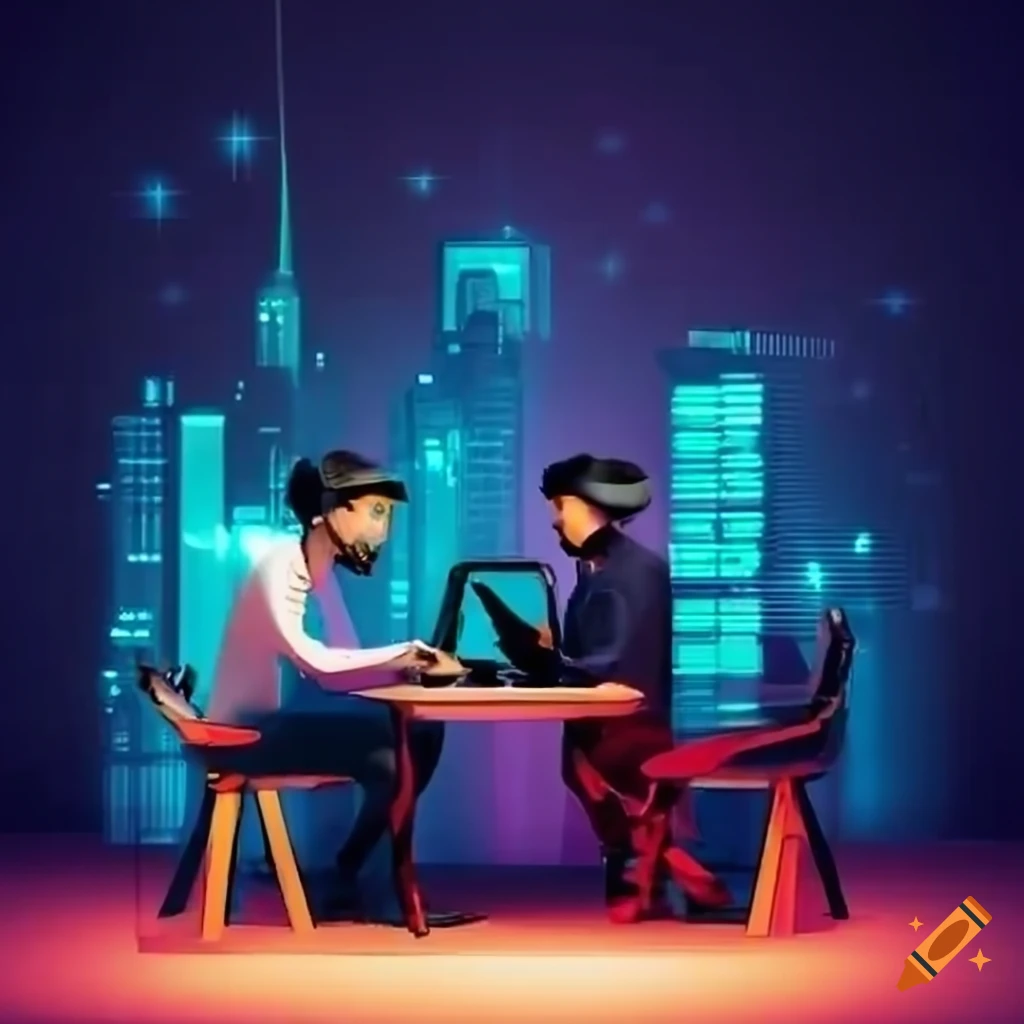animated image of two men podcasting about technology