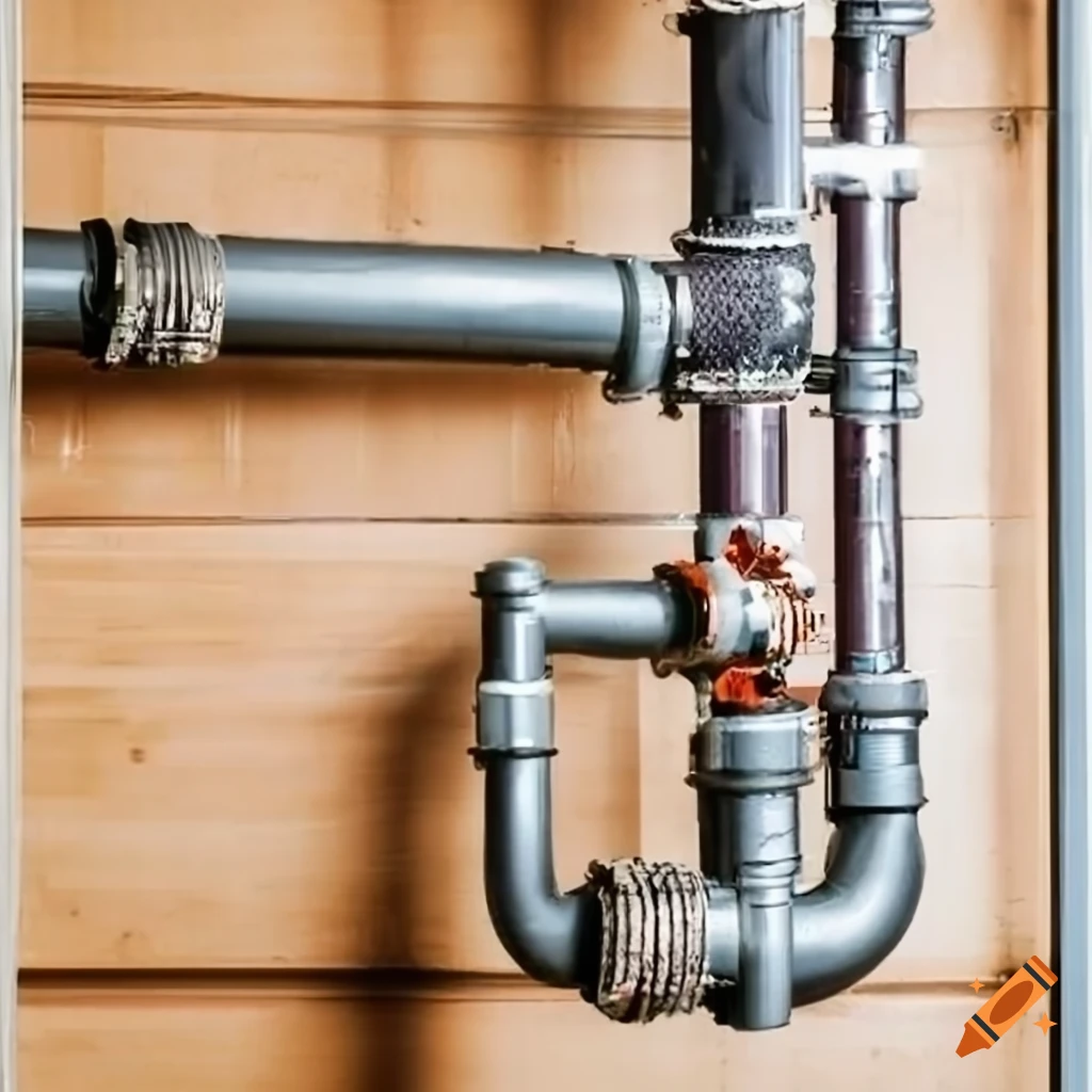 Plumbing system schematic showing fixtures draining on Craiyon