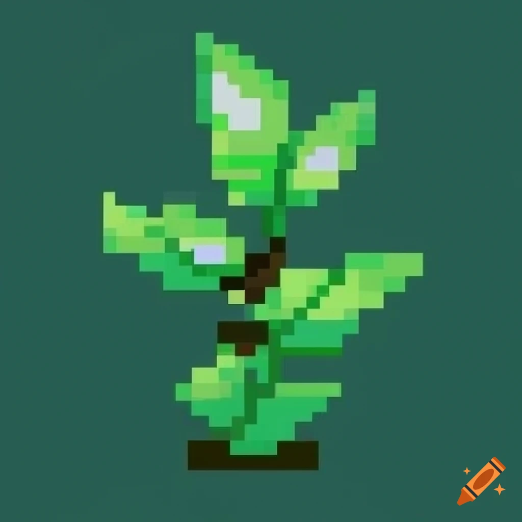 Pixel art of a leafy plant on Craiyon