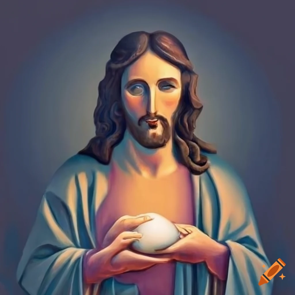 Symbolic art of jesus christ eating an egg on Craiyon