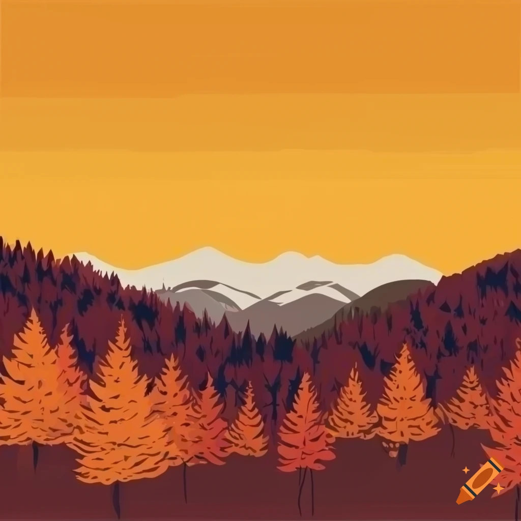 autumn nordic landscape with snowy mountains