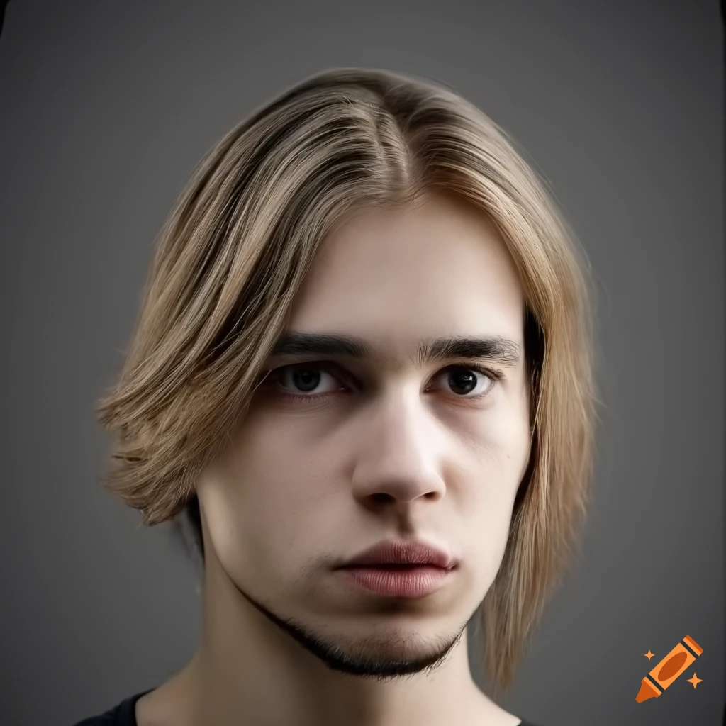 portrait of a man with long hair in 2007 style