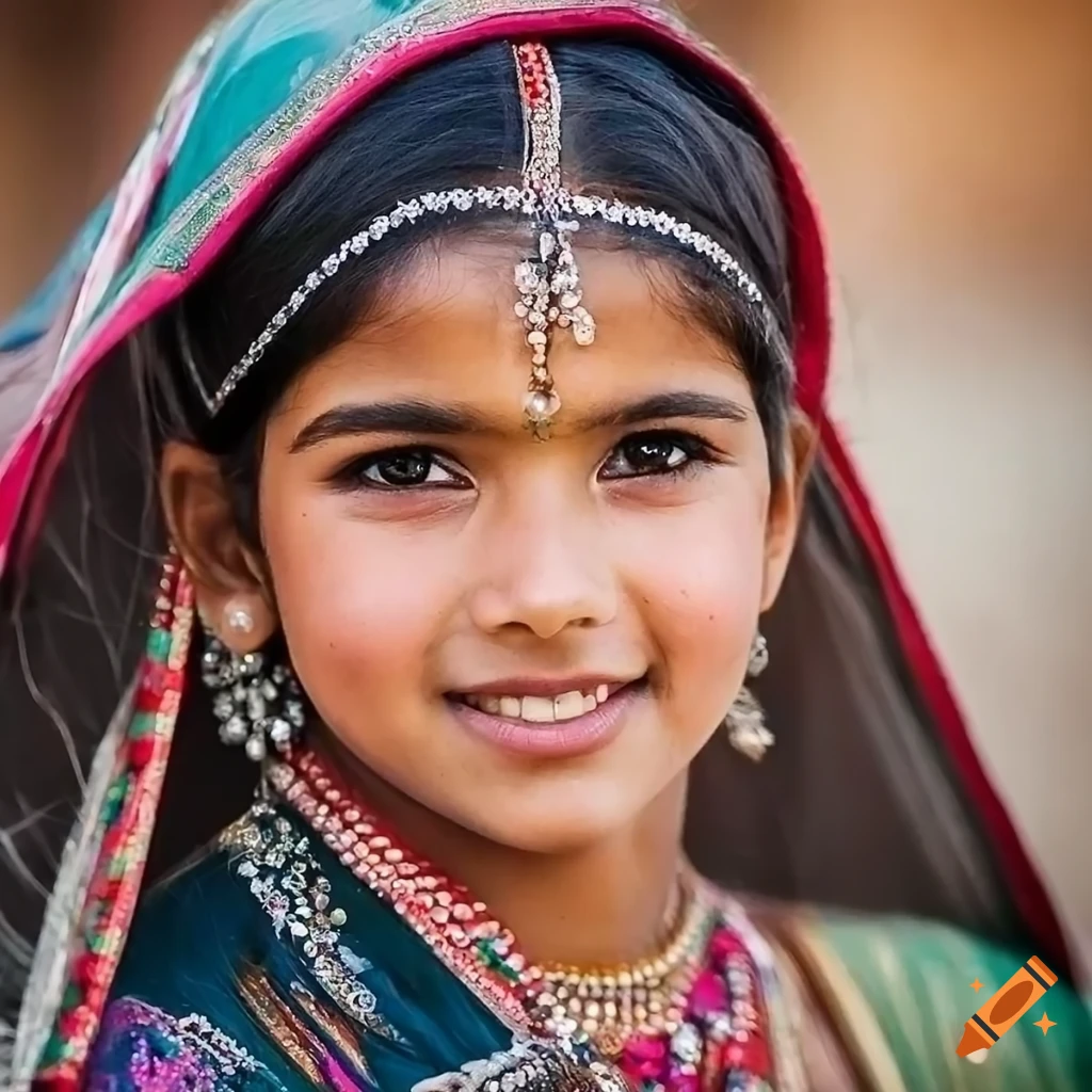 Photo-realistic portrait of a rajasthani young gypsy beauty on Craiyon