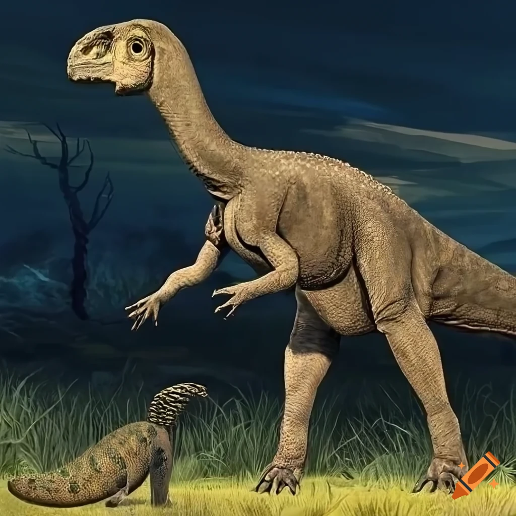 colorful Hadrosaurus dinosaur in warm morning light