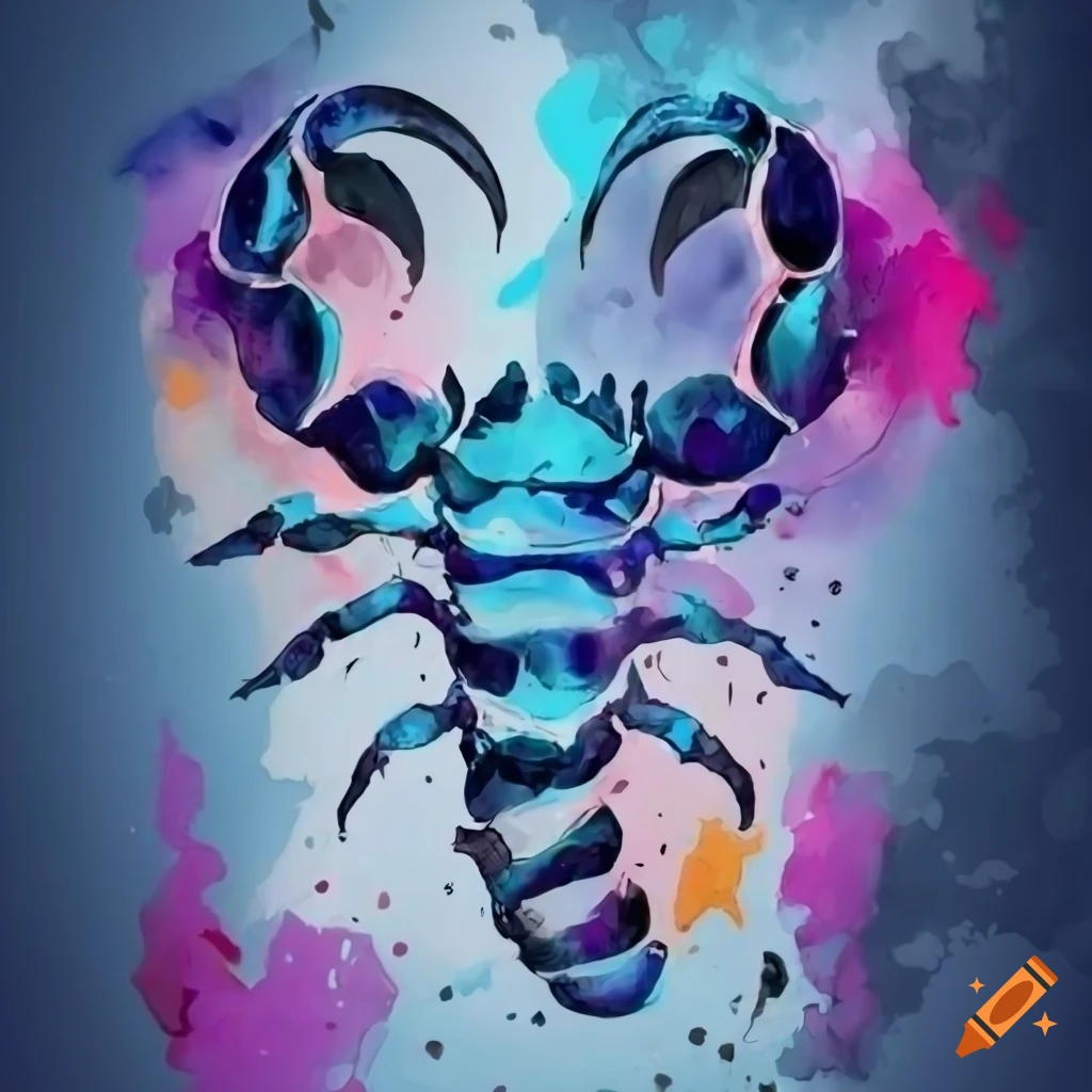 Scorpio zodiac logo on a white watercolor background