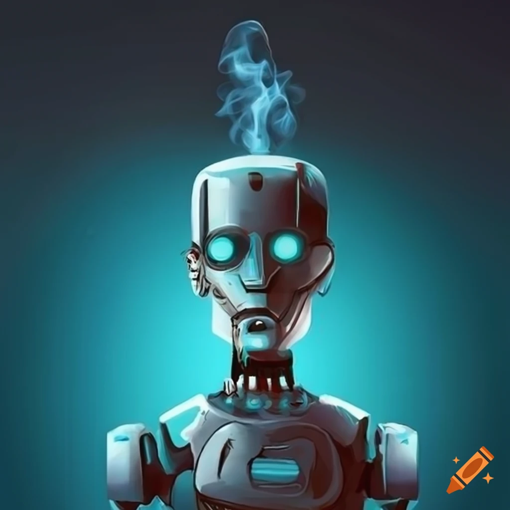 smoking robot illustration