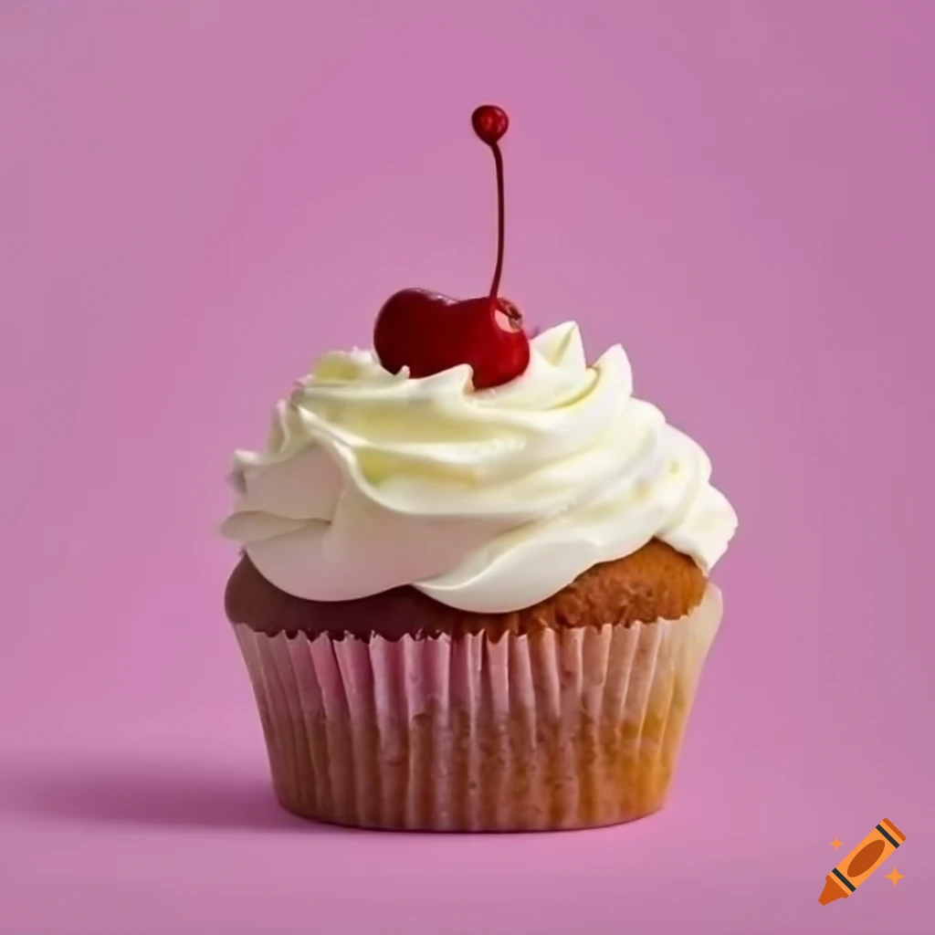 Cupcake with white frosting and cherry on top