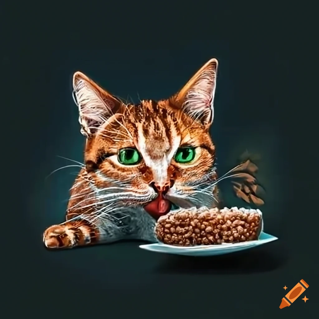 Cat eating rice on Craiyon