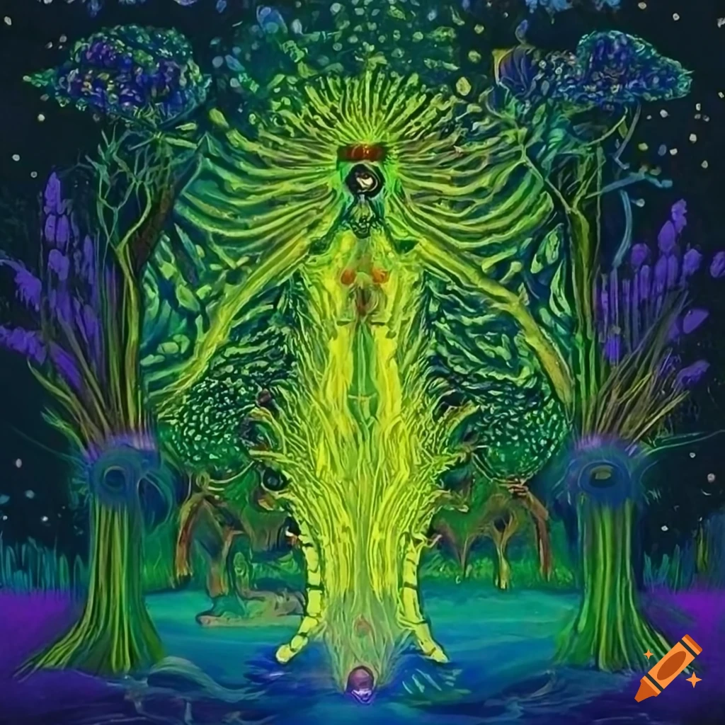 illustrative art of three people walking on a sacred path