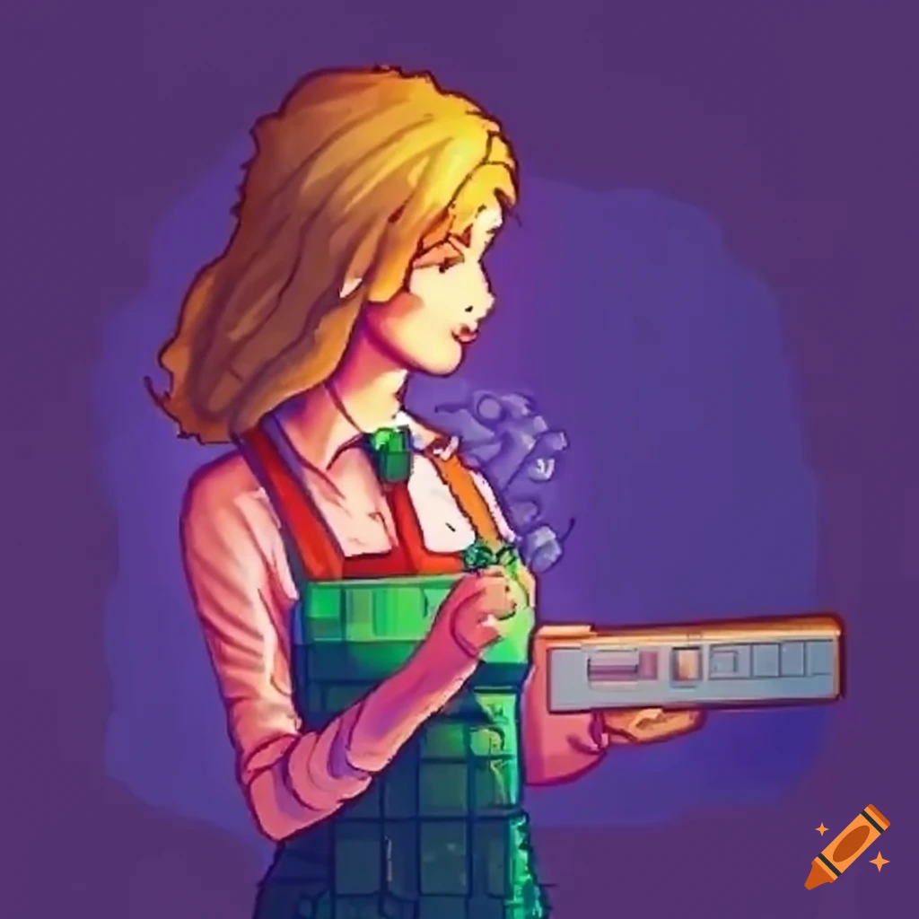 stardew valley style grocery clerk checking ID