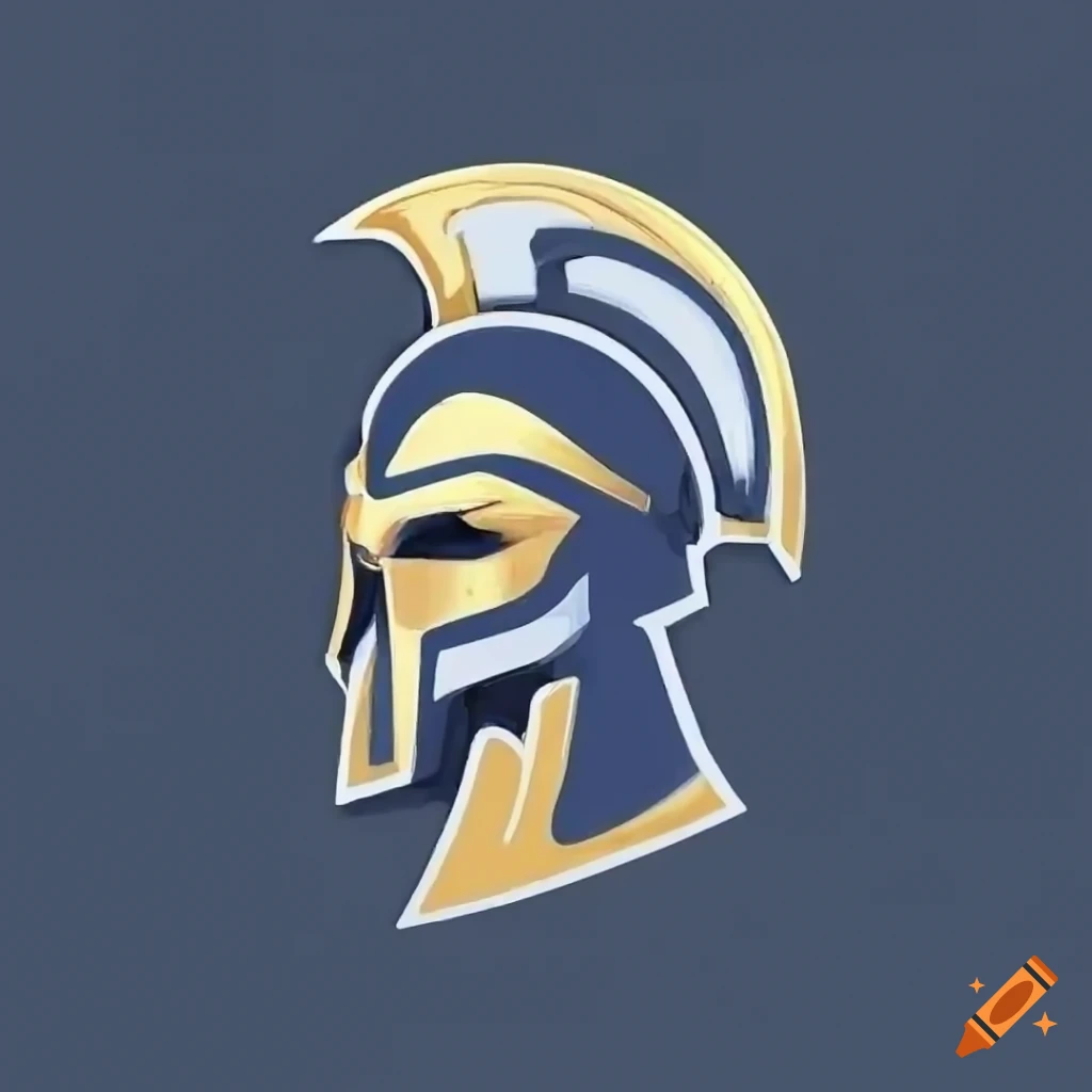 Sparta warrior head logo in navy blue and gold on Craiyon