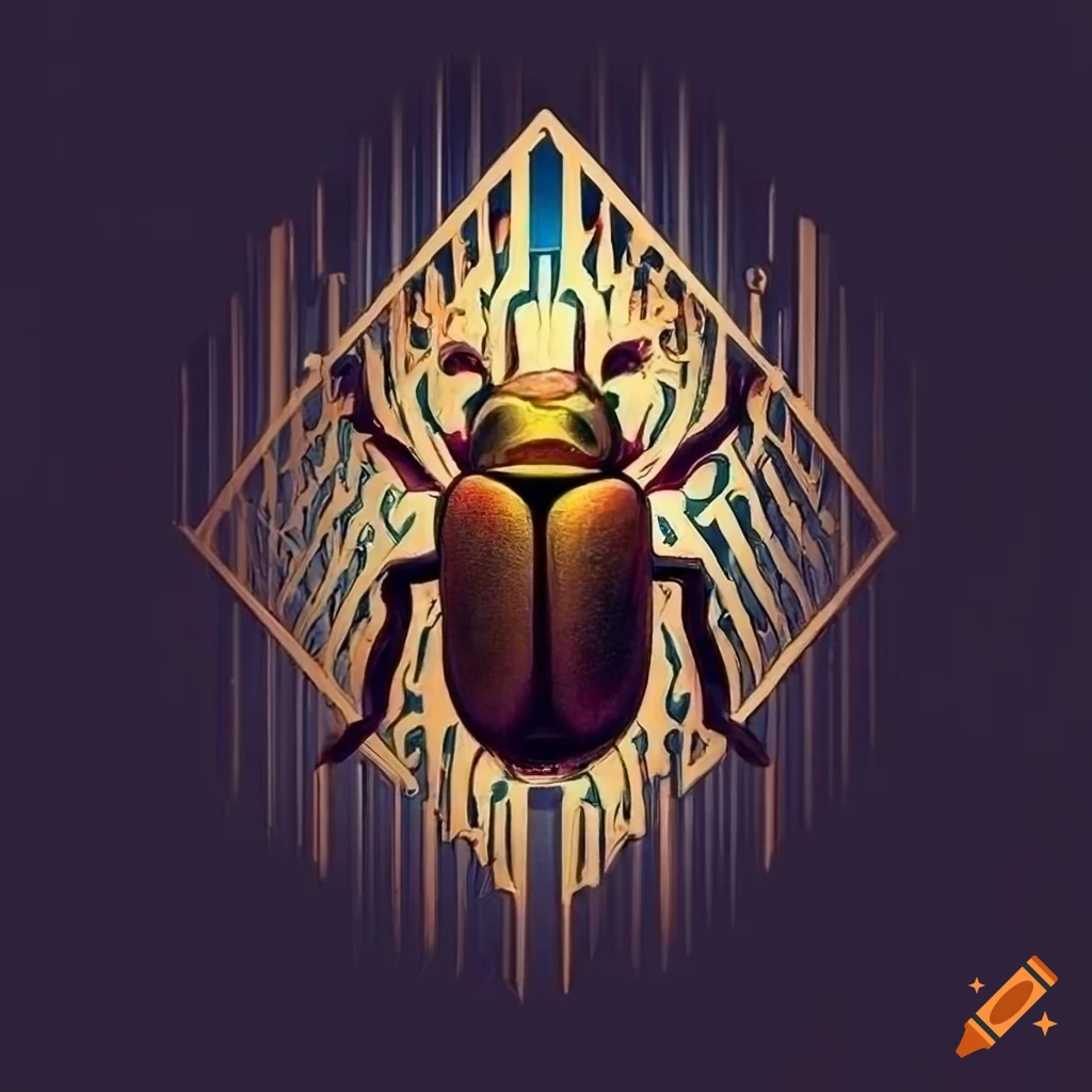 art deco logo of a royal beetle with the word Sizyph