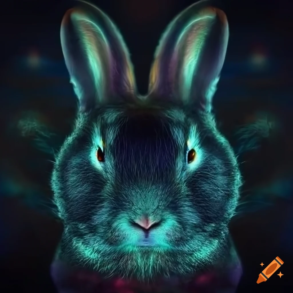 High resolution dream rabbit on dark background on Craiyon
