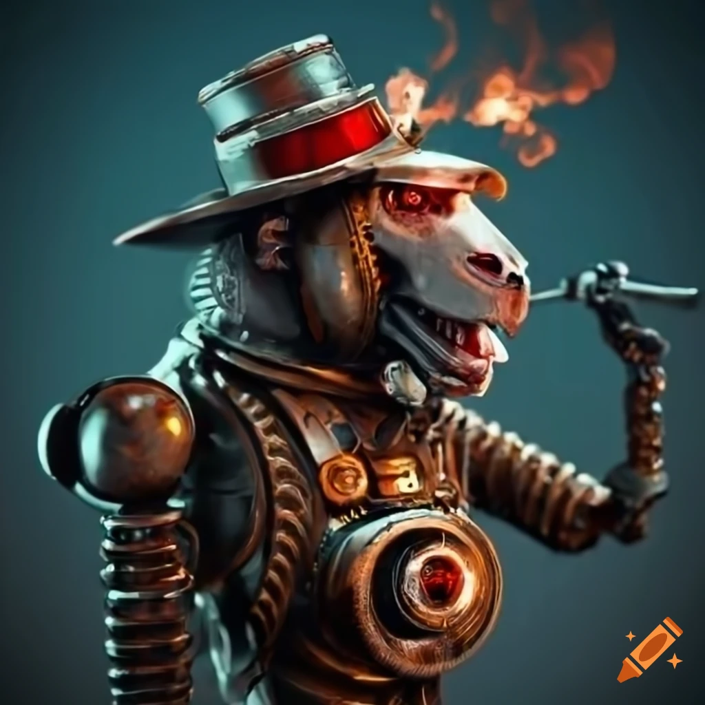 Steampunk Robot Smoking A Cigar On Craiyon