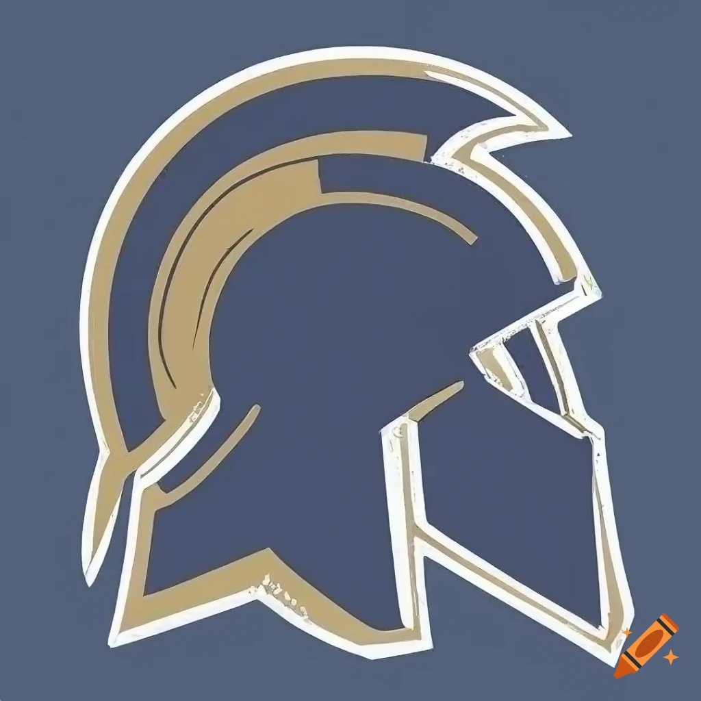 Gladiator helmet illustration in navy blue and gold