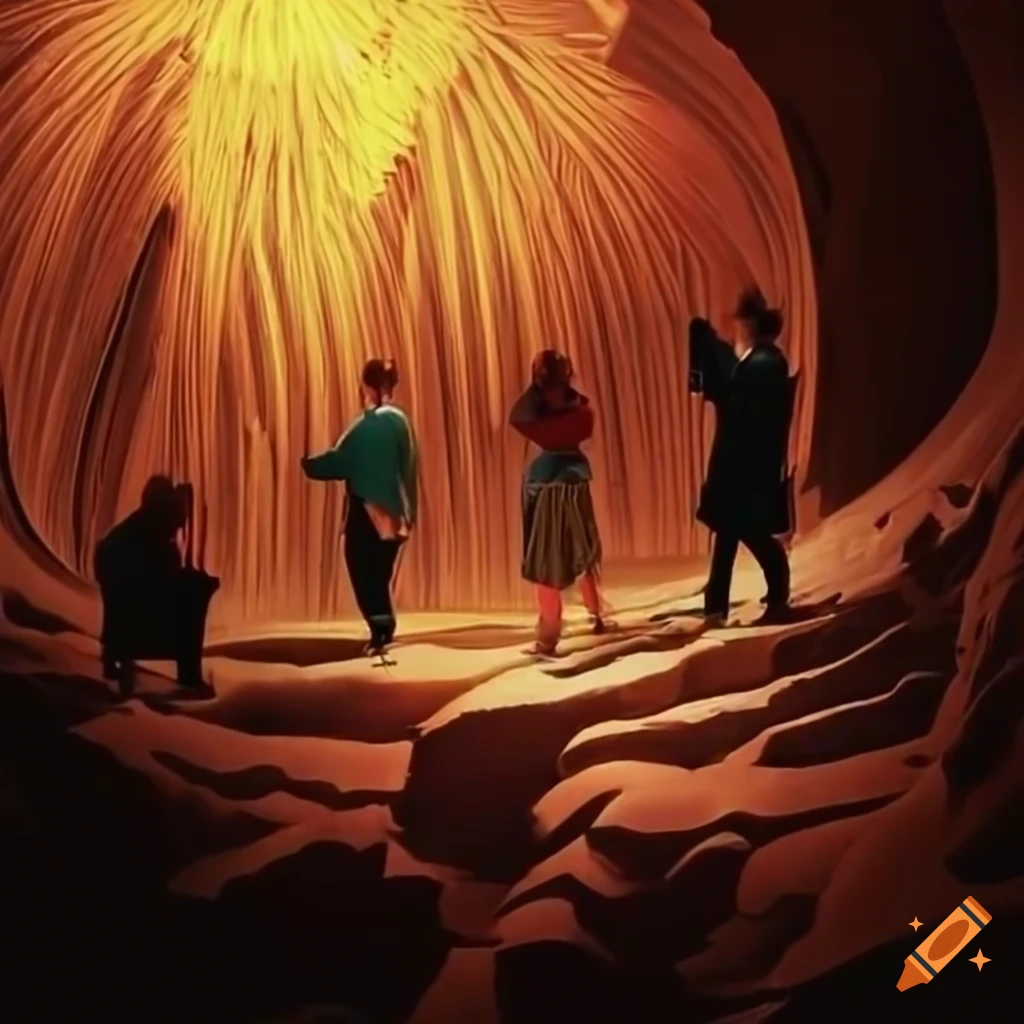 choir singing in a geological formation