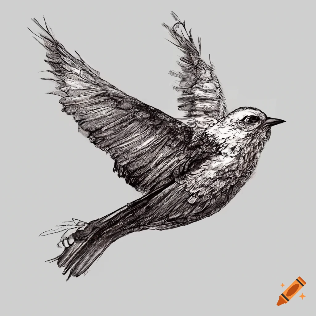 Minimalistic graphic design of a flying bird on Craiyon