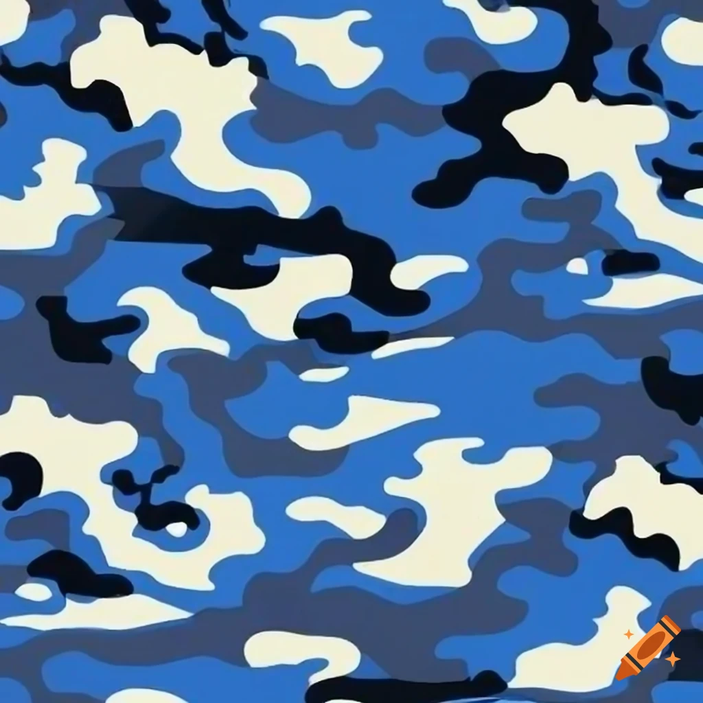 Blue and white camouflage pattern on Craiyon