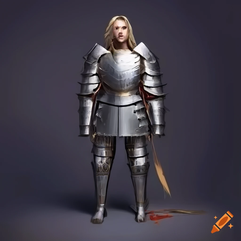 image of a fierce female knight in black armor on Craiyon