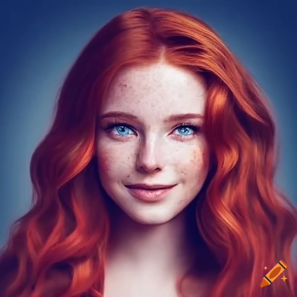 Portrait Of A Beautiful Redhead Woman With Freckles On Craiyon