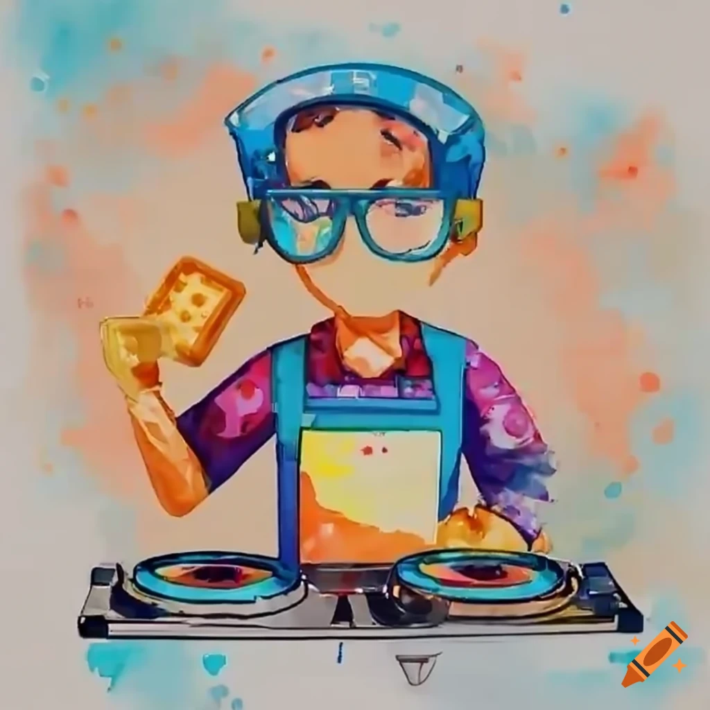 dj mixing music with waffles