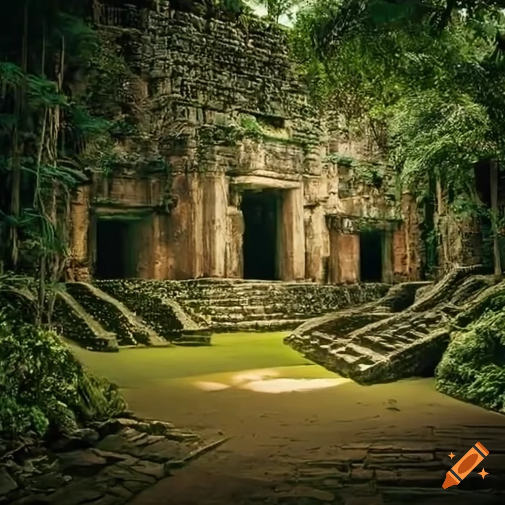 Mayan jungle ruins on Craiyon