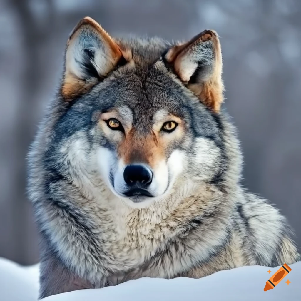 grey wolf in the snow