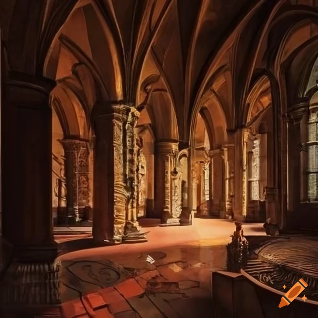 Historic cityscape with medieval architecture in golden light on Craiyon