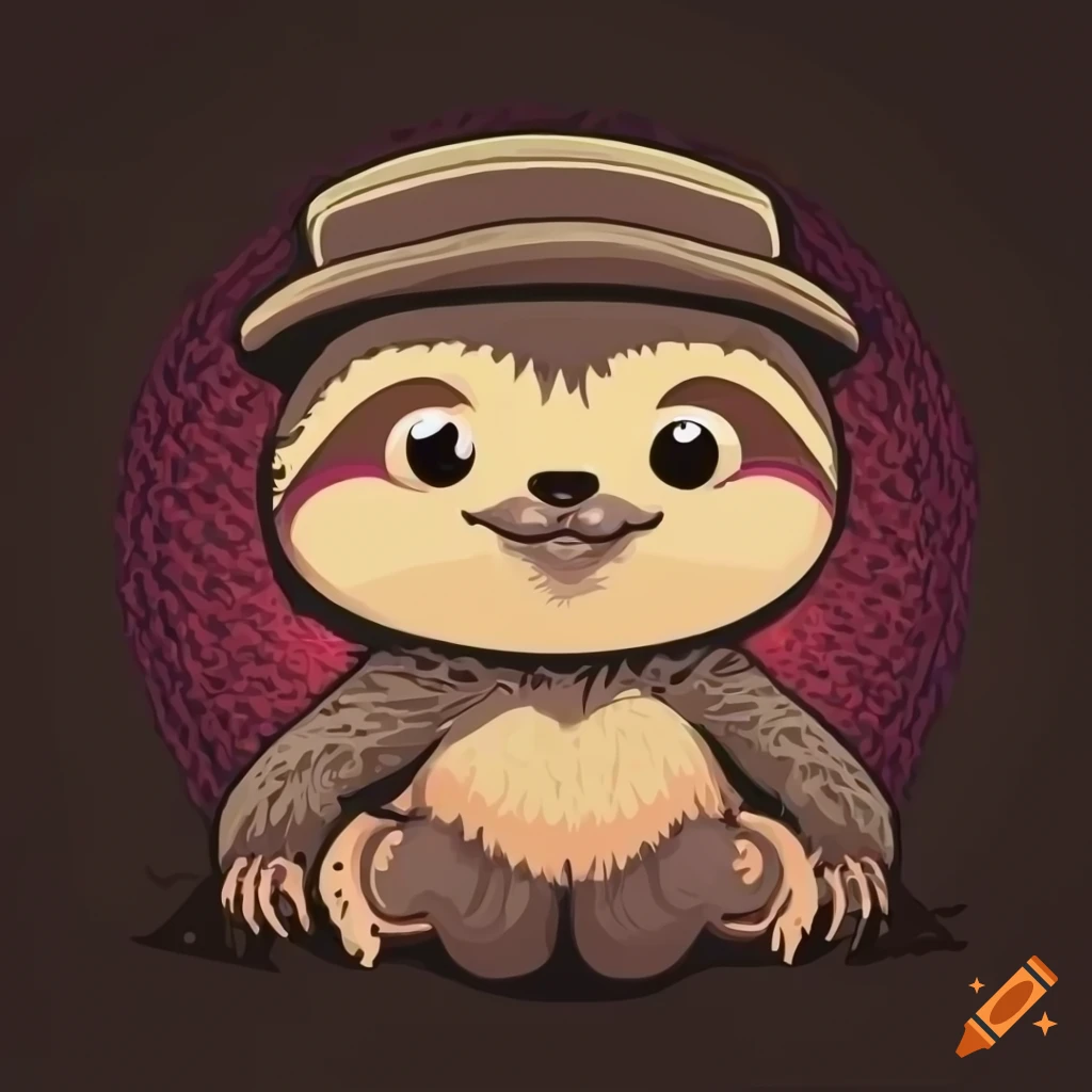 retro gaming sloth with military cap
