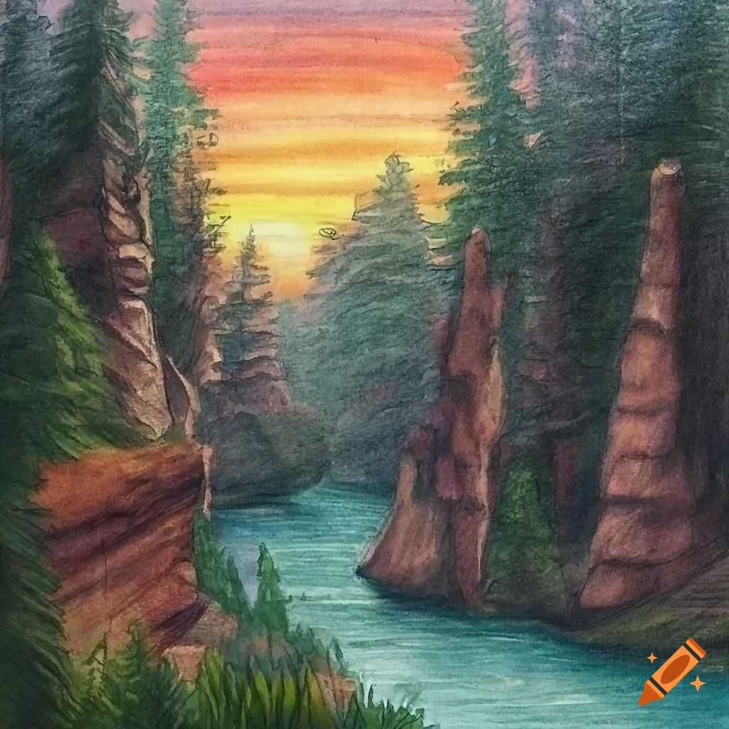 How to draw sunrise with colored pencils step by step - Mountain Scenery  Drawing for beginn… | Easy scenery drawing, Landscape pencil drawings, Color  pencil drawing