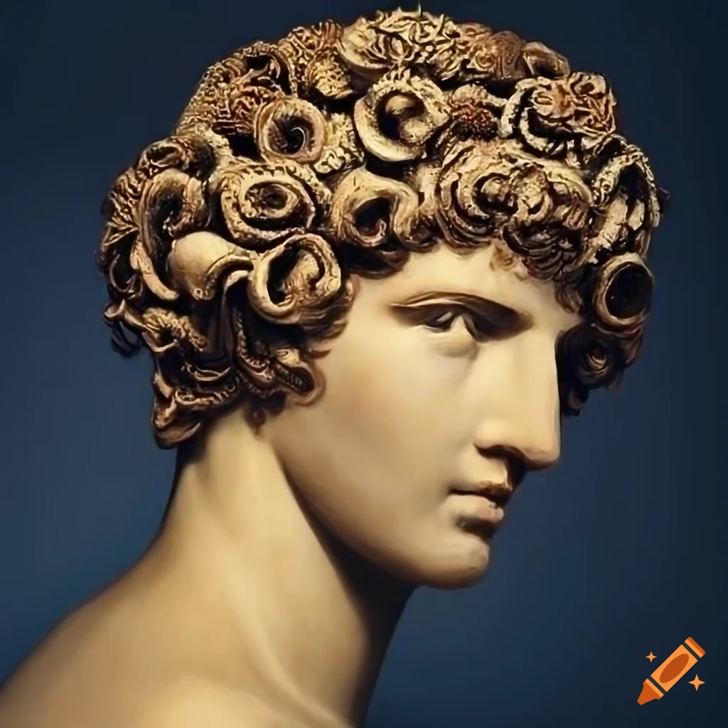 sculpture of Antinous with a laurel wreath