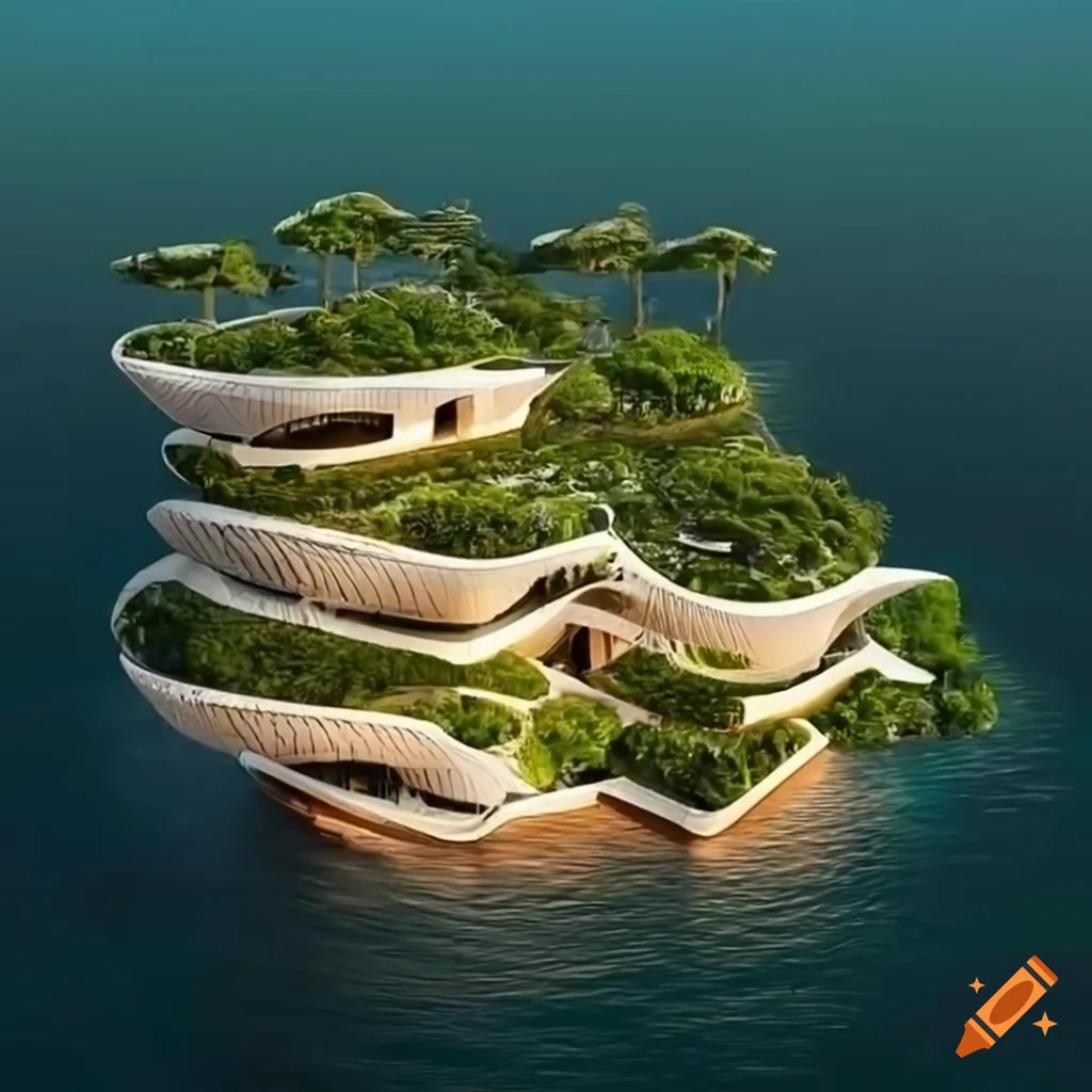 Resort with archipelagolike design on Craiyon