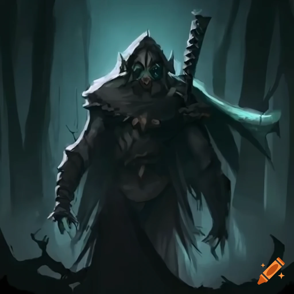 concept art of a dark swordsman with a large black blade