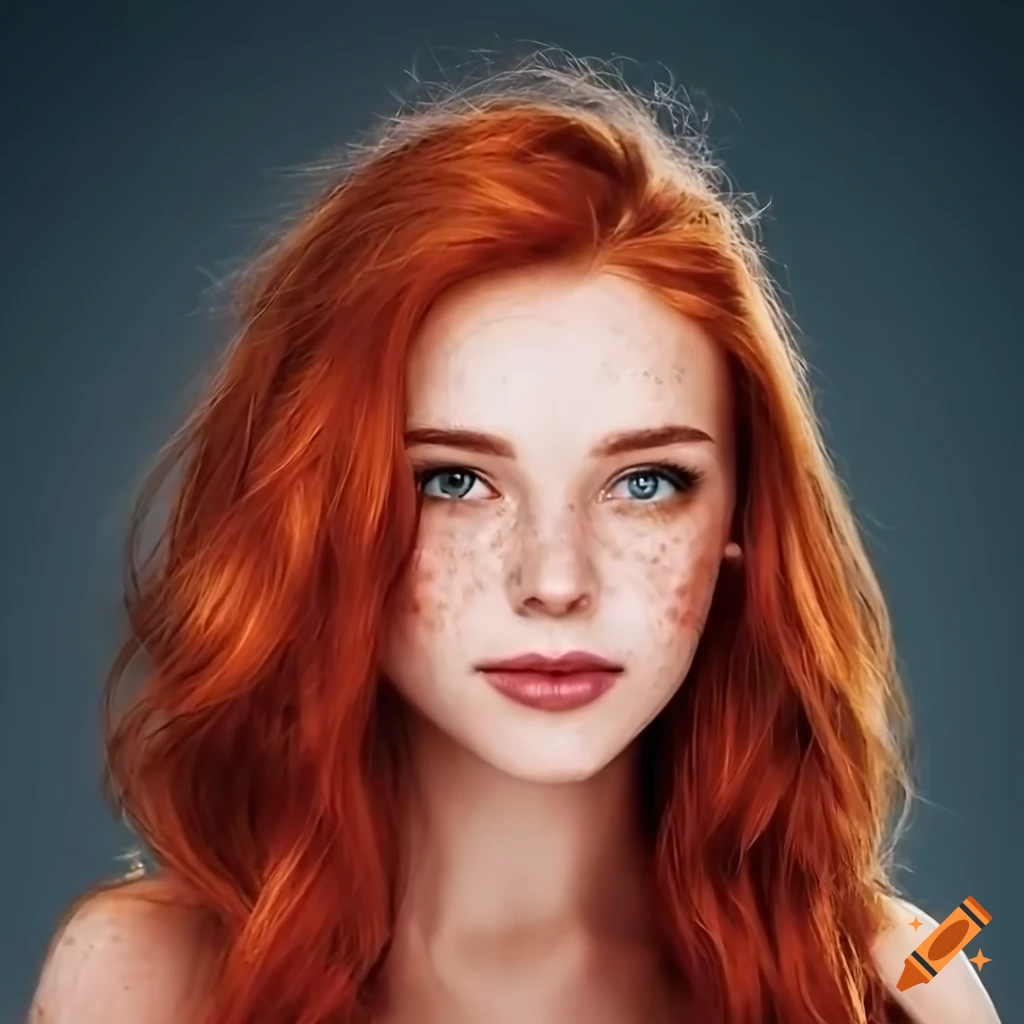 Portrait Of A Beautiful Woman With Red Hair And Freckles On Craiyon 0165