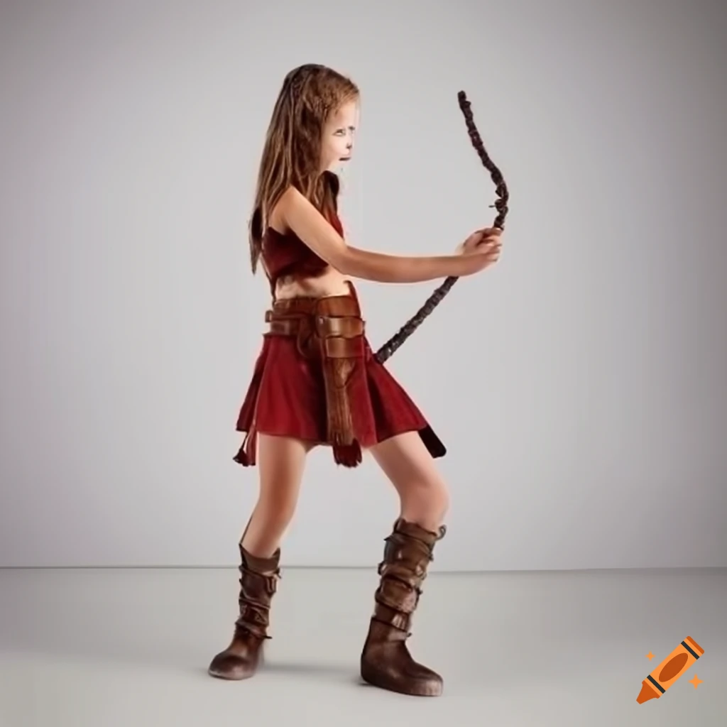 girl gladiator holding a whip