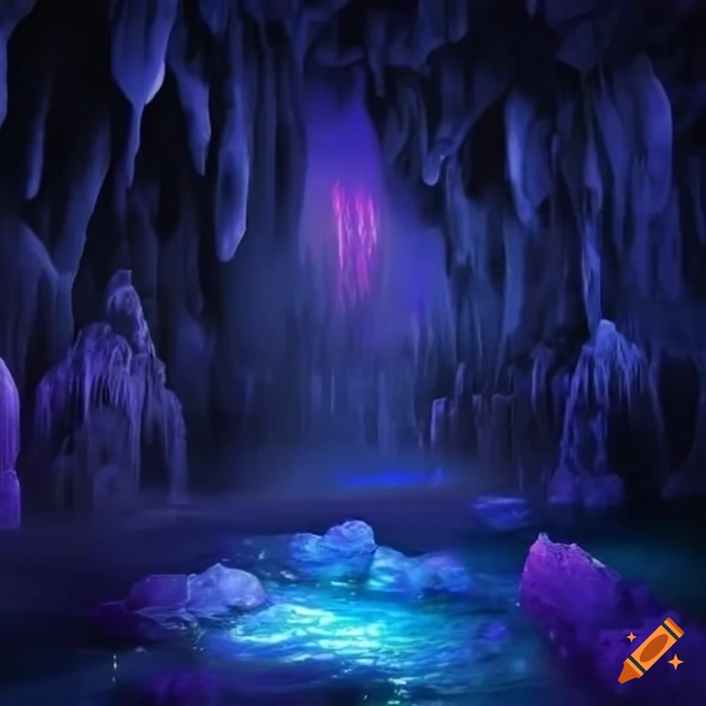 Photo of a magical crystal cave with a watery reflection on Craiyon