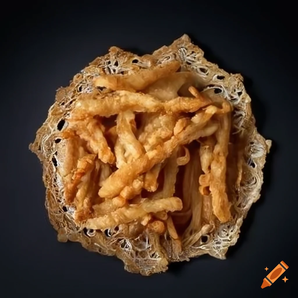 closeup of delicious tendon-lace on rice
