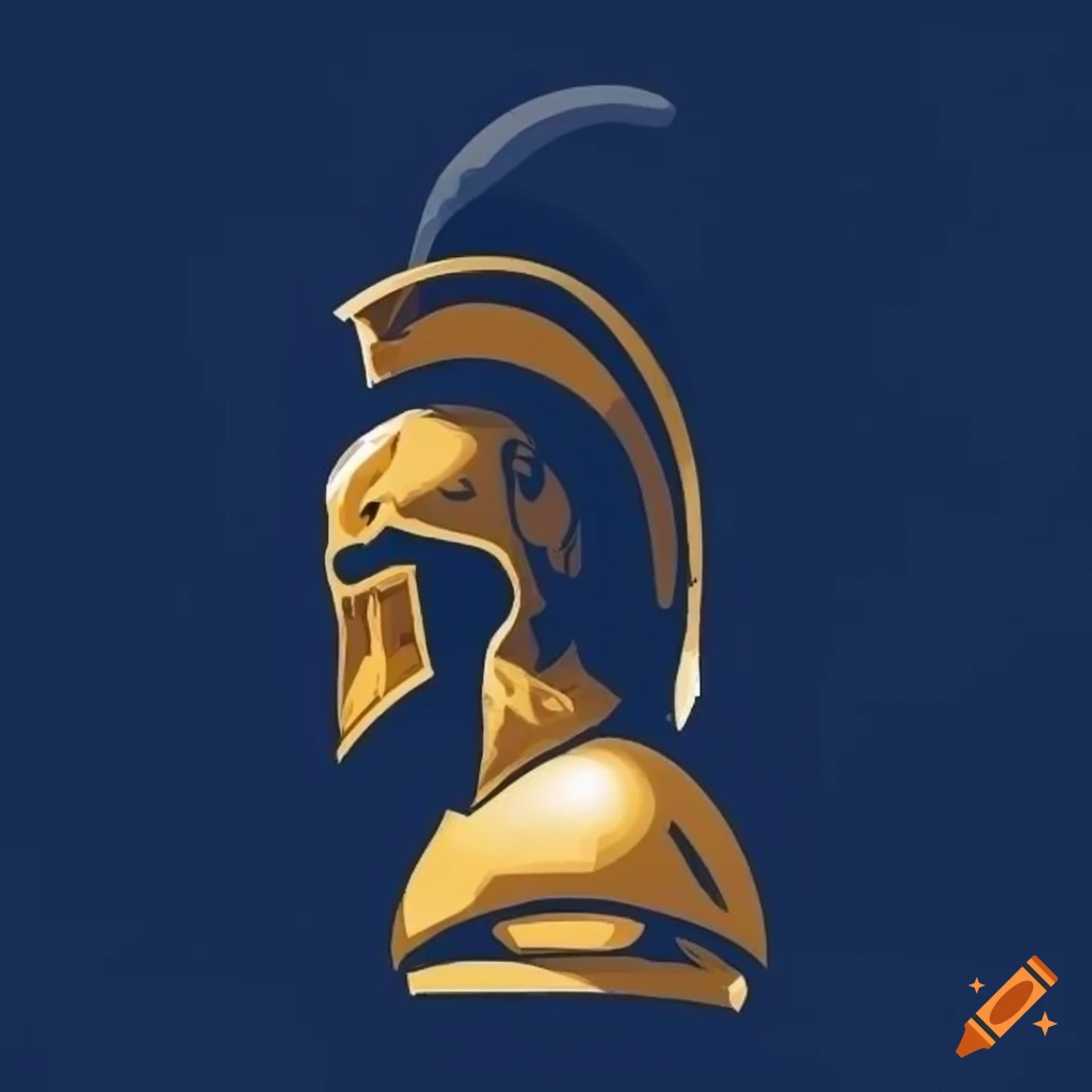 Silhouette of a spartan warrior on white background