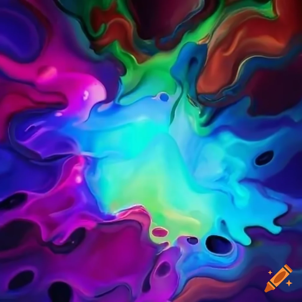 Colorful explosion of slime in a virtual environment