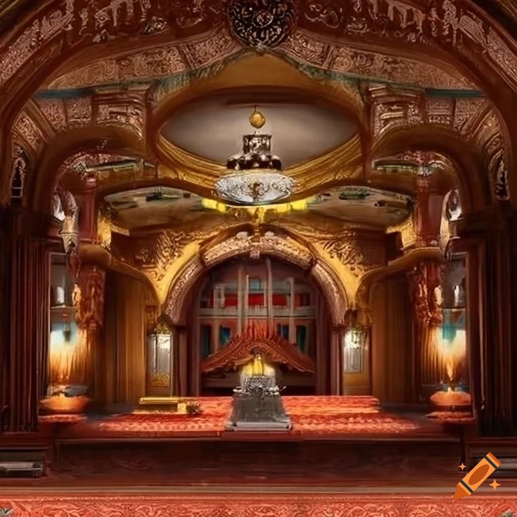 Interior of an indian king's meeting hall on Craiyon